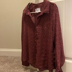 Rochelle Behrens The Shirt, Floral red and black, button-up Blouse